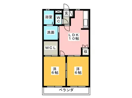 レジデンス善(2LDK/4階)の間取り写真