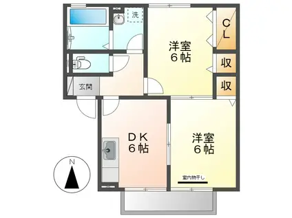 セジュールシフォンA(2DK/1階)の間取り写真