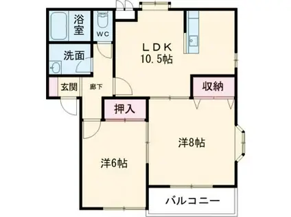 サンリヴァーハイツA・B(2LDK/2階)の間取り写真