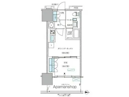 パークアクシス西大島コンフォートスクエア(1DK/11階)の間取り写真