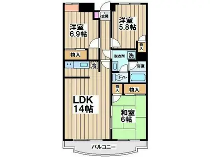 シャルマン成城 弊社管理物件(3LDK/3階)の間取り写真