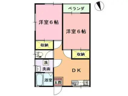 カトレイユ(2DK/2階)の間取り写真