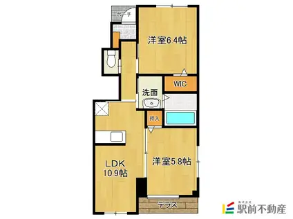 フィールリバーヒルズV(2LDK/1階)の間取り写真