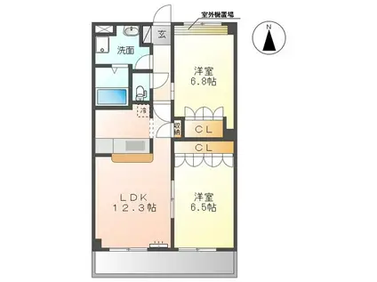 ミルトハウゼ(2LDK/1階)の間取り写真