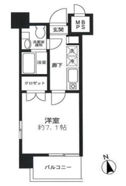 ドゥーエ川口(1K/6階)の間取り写真