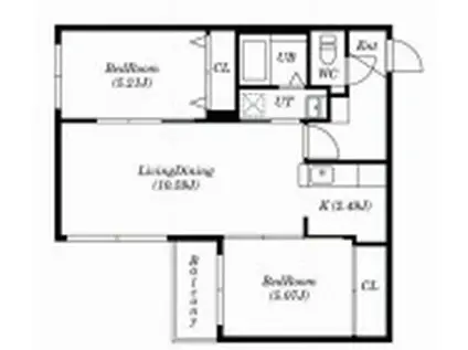 RIRUJYU SAKAEMACHI(2LDK/2階)の間取り写真