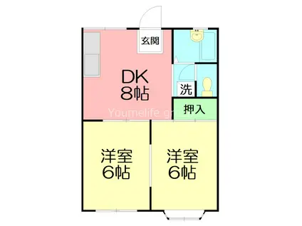 ウェル湘南II(2DK/1階)の間取り写真