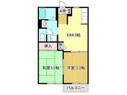 リバーサイドハイツ(2DK/2階)の間取り写真