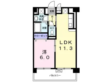横網 リバーイースト(1LDK/2階)の間取り写真