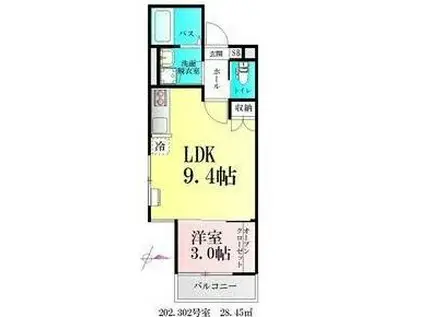 BAU宮町I(1LDK/3階)の間取り写真