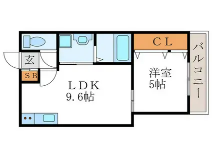 パークス長岡京(1LDK/2階)の間取り写真