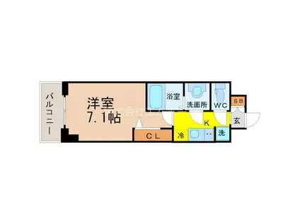 プレサンス桜通ベルノ(1K/4階)の間取り写真