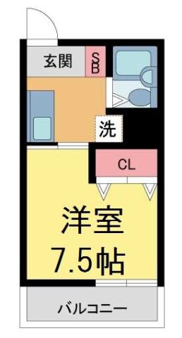 トールウッドC(1K/1階)の間取り写真