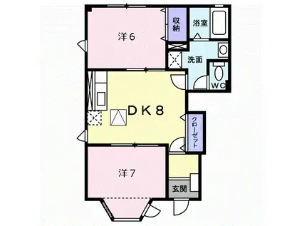 メゾン・ド・ヴィラII(2DK/1階)の間取り写真