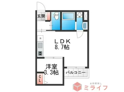 H-MAISON衣摺II(1LDK/1階)の間取り写真