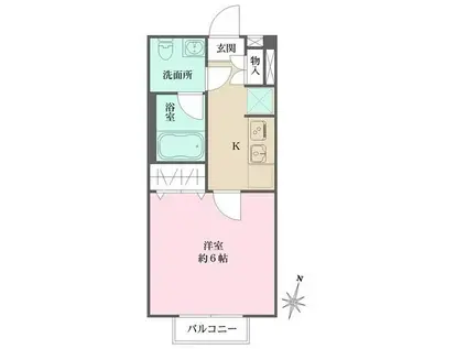 サウス GARDEN(1K/2階)の間取り写真