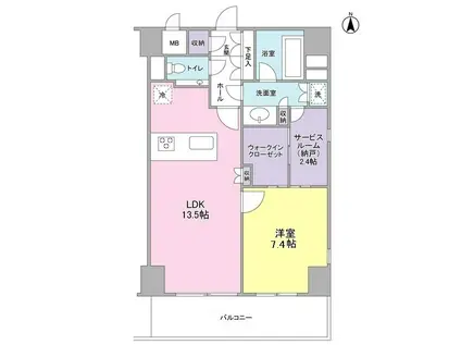 プロスペクト・グラーサ広尾(1SLDK/2階)の間取り写真