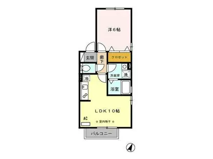リヴェール(1LDK/2階)の間取り写真
