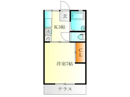 ハイツK(1K/1階)の間取り写真