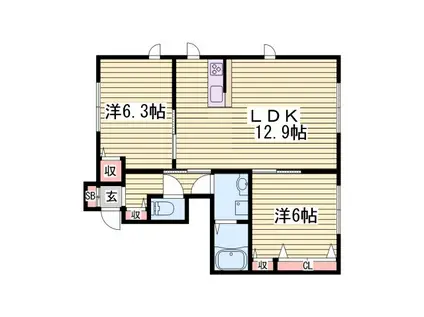 シャーメゾン・フローラ(2LDK/1階)の間取り写真