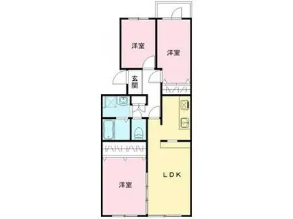 第六サンハイツ大森(3LDK/4階)の間取り写真