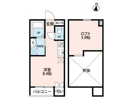 カリノカーサ(ワンルーム/1階)の間取り写真