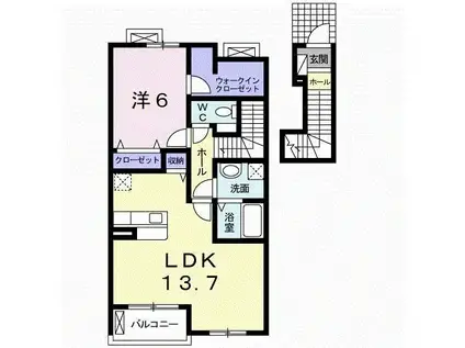 サンレミ・ブーケ・アイ(1LDK/2階)の間取り写真