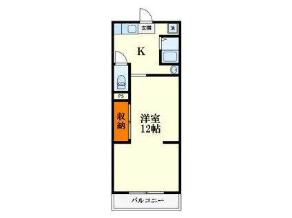第1東昌ハイツ(ワンルーム/3階)の間取り写真