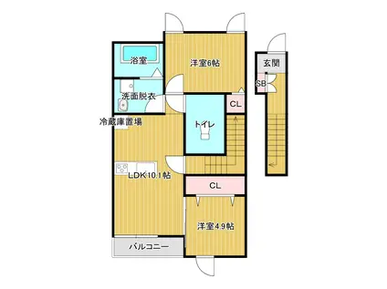 CHAMP DE FRAISES N(2LDK/2階)の間取り写真