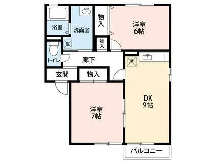 KSシャンブルIII(2DK/2階)の間取り写真