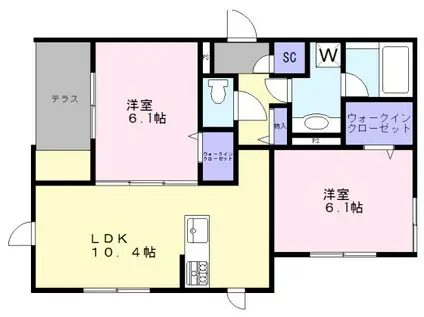 メゾンクレール(2LDK/1階)の間取り写真