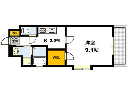 ロアール楠木(1K/11階)の間取り写真