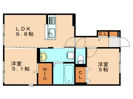 エレガンスプラスII(2LDK/1階)の間取り写真