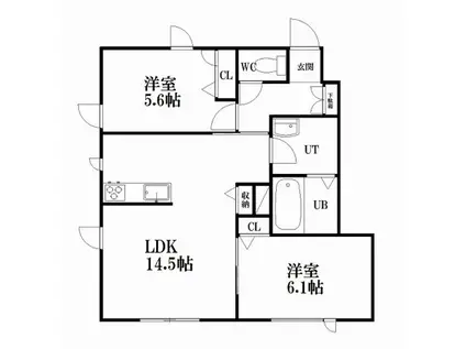 メゾンド・ラウラ(2LDK/1階)の間取り写真