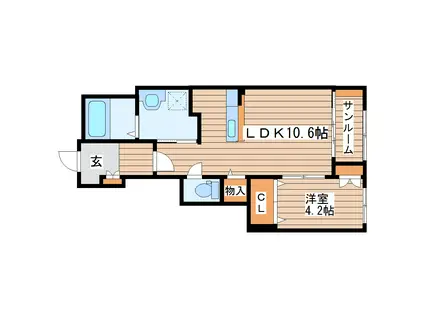 グランフォンテーヌ奏(1LDK/1階)の間取り写真