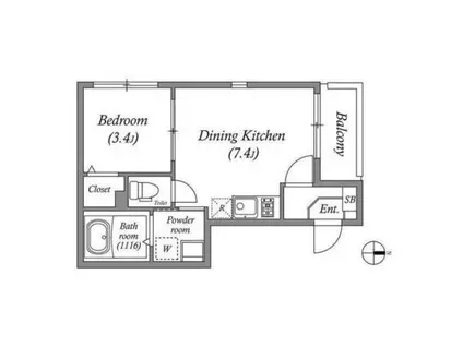 ハーモニーテラス千成町(1DK/3階)の間取り写真