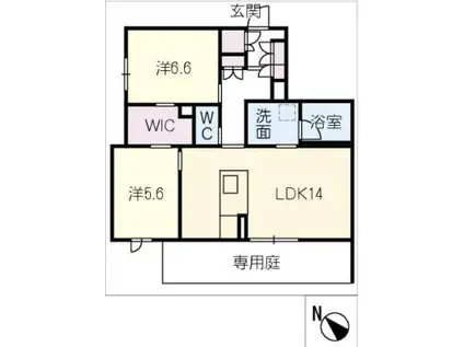 エスティーラ(2LDK/1階)の間取り写真