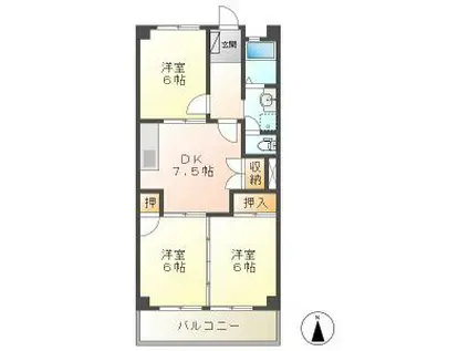 マンション光A棟(3DK/2階)の間取り写真