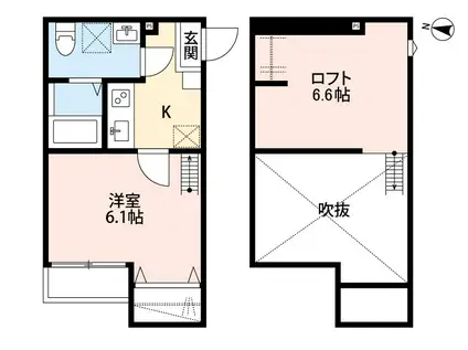 ルーチェ東川口(1K/2階)の間取り写真