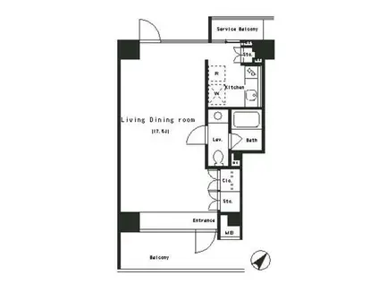 パークアクシス渋谷(1K/4階)の間取り写真