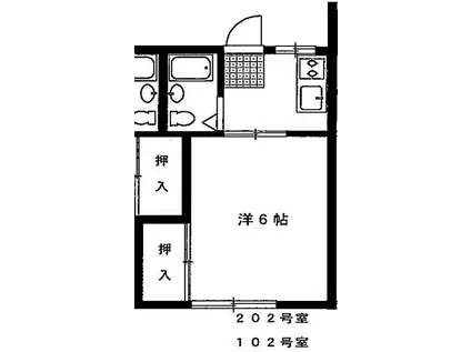 さくらはうす(1K/2階)の間取り写真