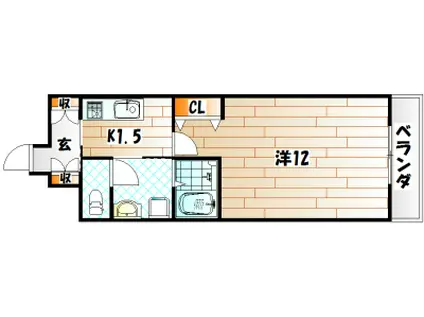 ウエストSIDE(1K/8階)の間取り写真