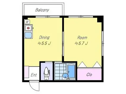 ブルージュ(1DK/3階)の間取り写真