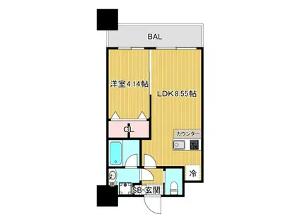 プレジオ城北(1LDK/14階)の間取り写真