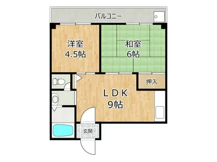 ホワイトヴィレッジ(2LDK/4階)の間取り写真