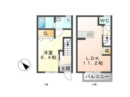 MAISONETTE LAND 岐南(1LDK/1階)の間取り写真