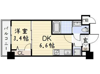 NO.71オリエントトラストタワー(1DK/6階)の間取り写真