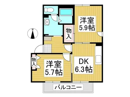 シャーメゾンビビット(2DK/1階)の間取り写真