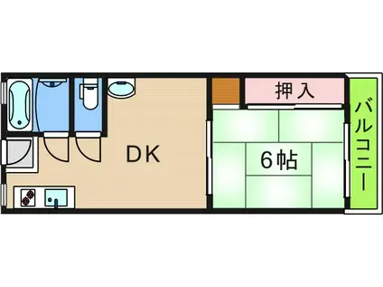 カガマンション(1DK/3階)の間取り写真