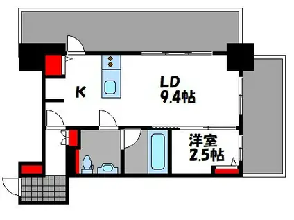 西新テングッドシティ SAVOY(1LDK/4階)の間取り写真